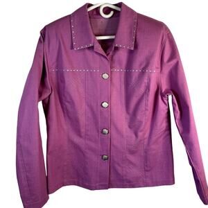 Vintage Purple Pink Jacket L/XL 44" breast silver thread silver brads